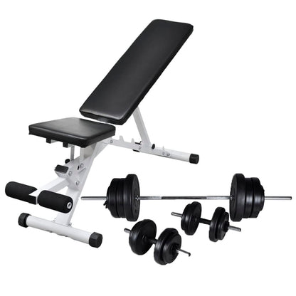 Banco De Entrenamiento Con Juego De Barras Y Mancuernas 60,5 Kg