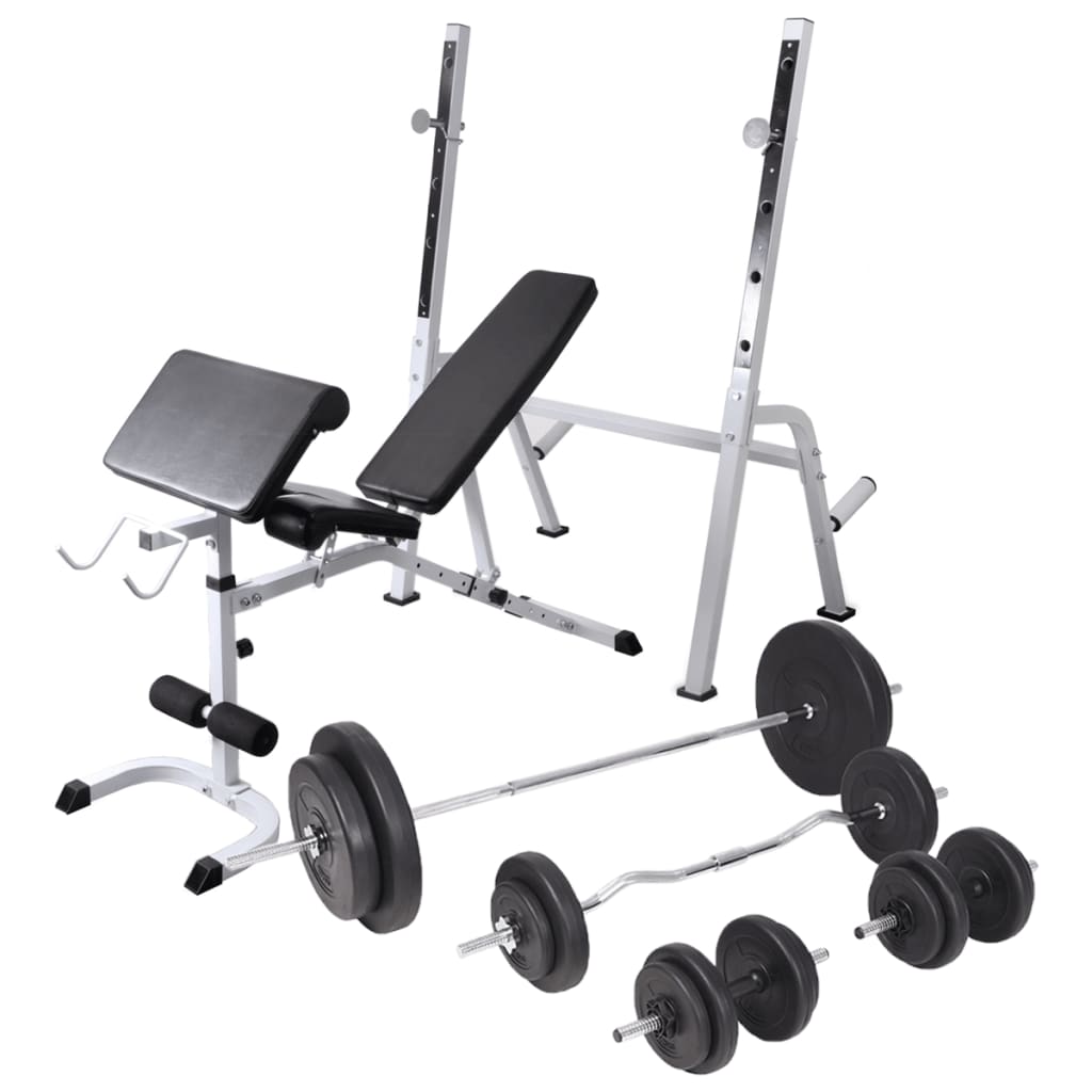 Banco De Entrenamiento Con Soporte De Pesas Y Mancuernas 60,5Kg