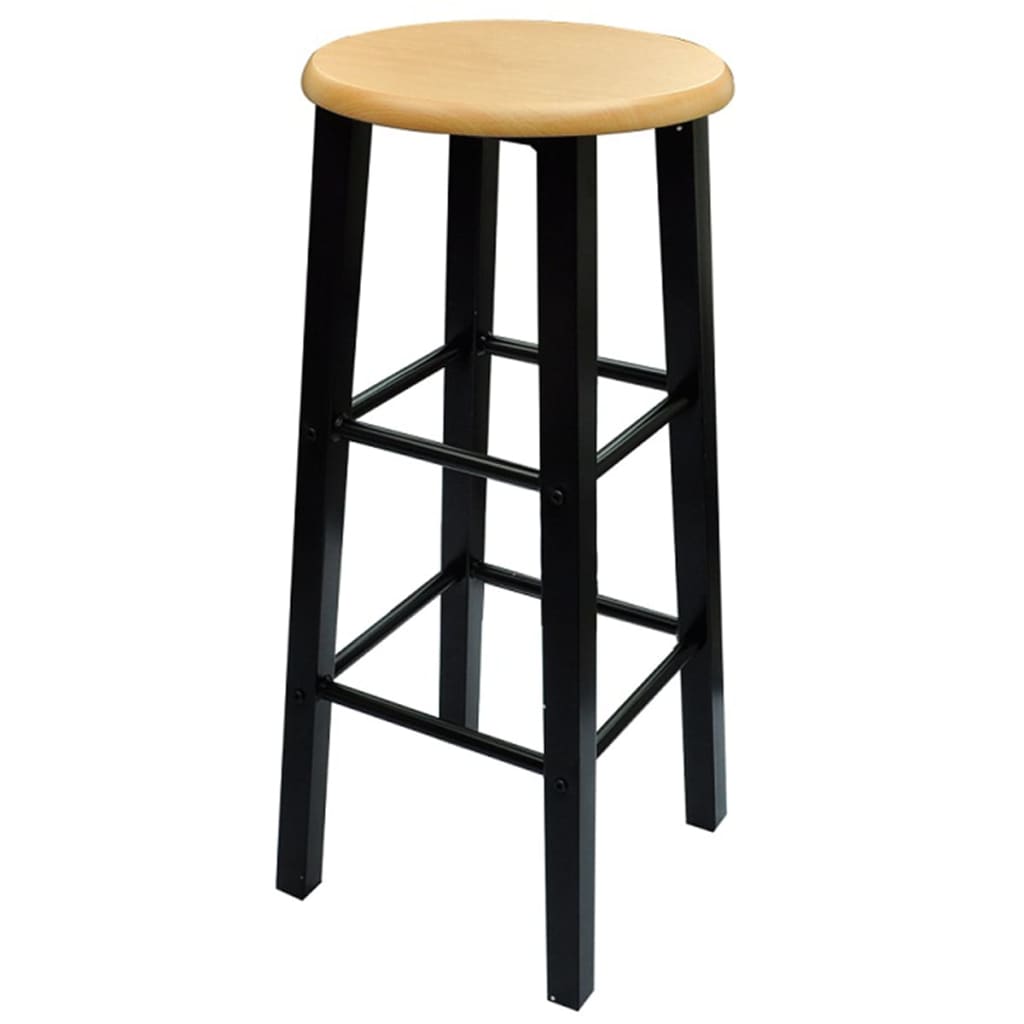 Set De Mesa Y Taburete De Bar 3 Piezas Madera Maciza Y Acero