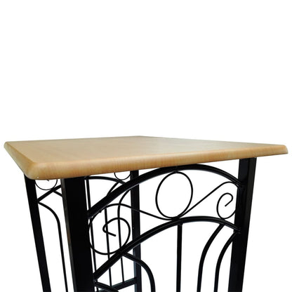 Set De Mesa Y Taburete De Bar 3 Piezas Madera Maciza Y Acero