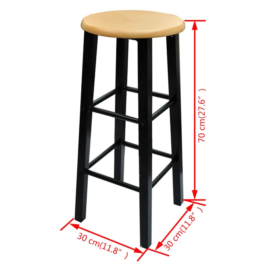 Set De Mesa Y Taburete De Bar 3 Piezas Madera Maciza Y Acero