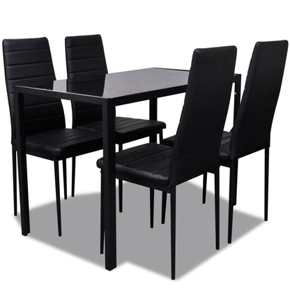 Juego De Comedor 5 Piezas Cuero Artificial Negro