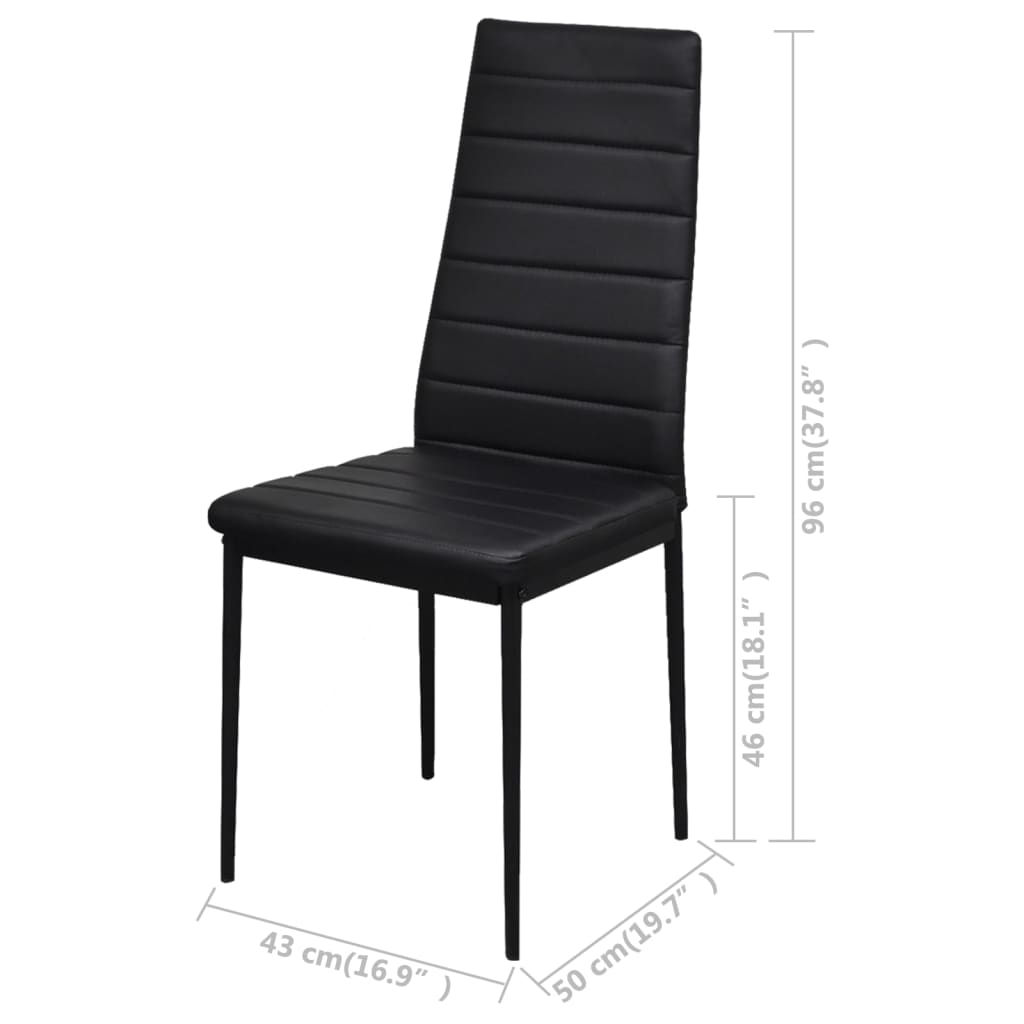 Juego De Comedor 5 Piezas Cuero Artificial Negro
