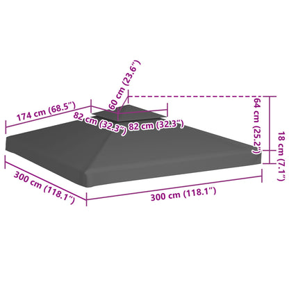 Toldo De Cenador 2 Niveles 310 G/M² 3X3 M Gris Topo