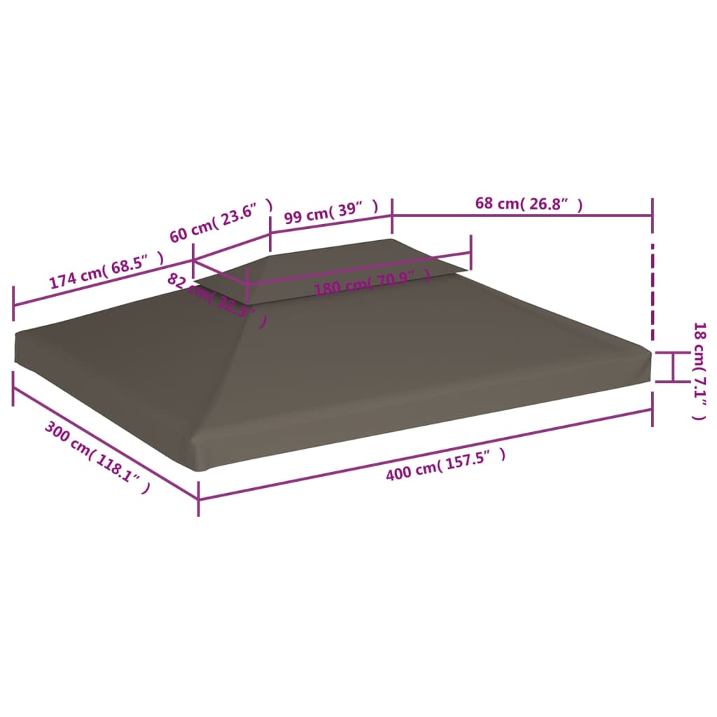 Toldo De Cenador 2 Niveles 310 G/M² 4X3 M Gris Topo