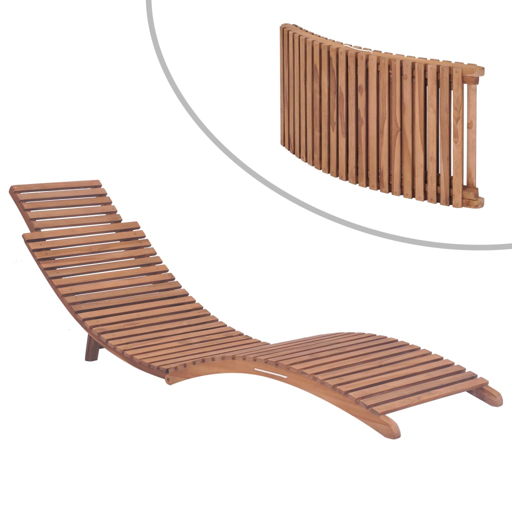Tumbona Plegable Con Mesa De Madera Maciza De Teca