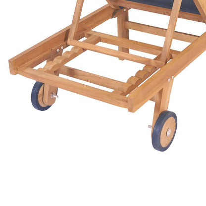 Tumbona Plegable Con Ruedas Teca Maciza Y Textileno