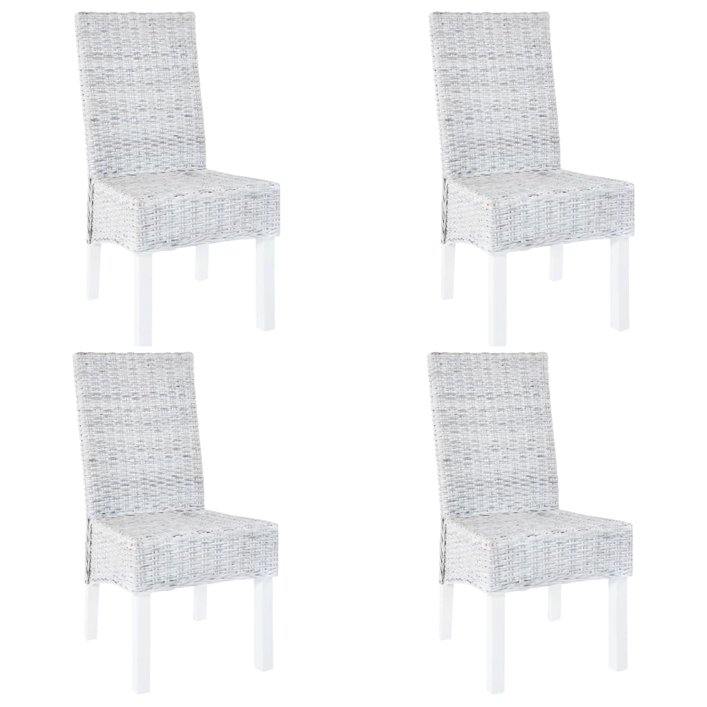 Sillas De Comedor 2 Unidades Ratán Kubu Y Madera Caoba