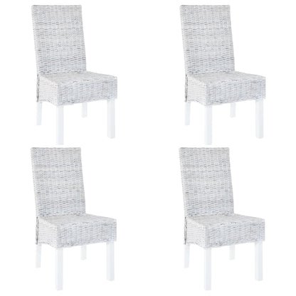 Sillas De Comedor 2 Unidades Ratán Kubu Y Madera Caoba