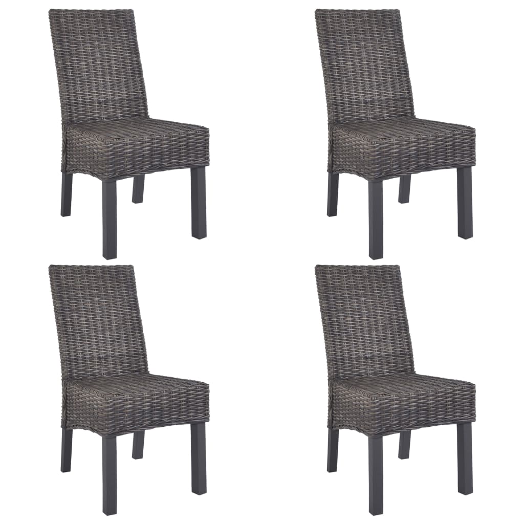 Sillas De Comedor 2 Unidades Ratán Kubu Y Madera Caoba