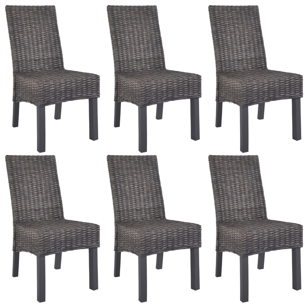 Sillas De Comedor 2 Unidades Ratán Kubu Y Madera Caoba