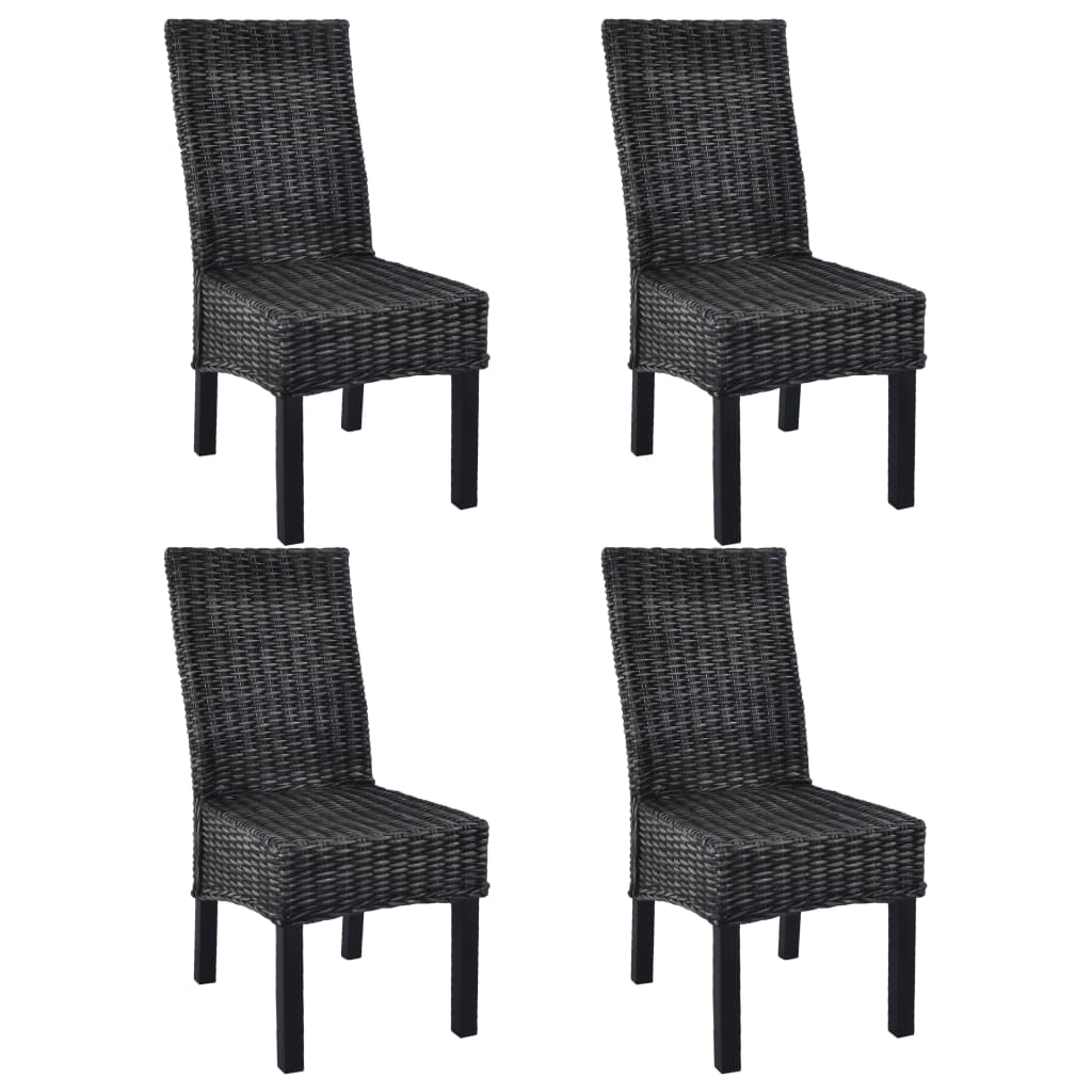 Sillas De Comedor 2 Unidades Ratán Kubu Y Madera Caoba