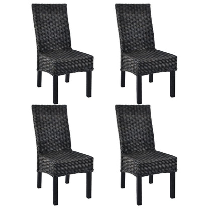Sillas De Comedor 2 Unidades Ratán Kubu Y Madera Caoba