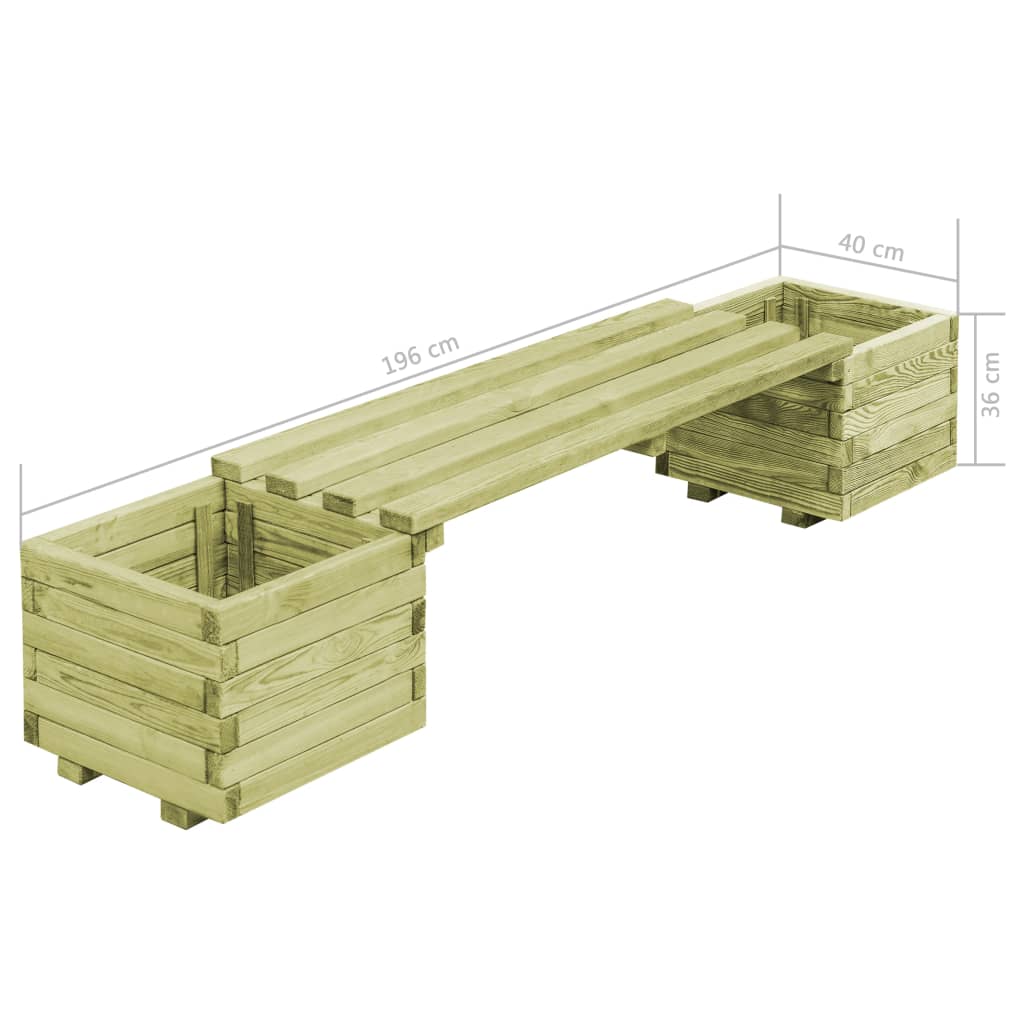 Banco De Jardín Con Jardineras De Madera De Pino Impregnada