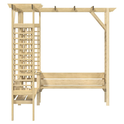 Pérgola De Esquina Con Banco Madera De Pino Impregnada