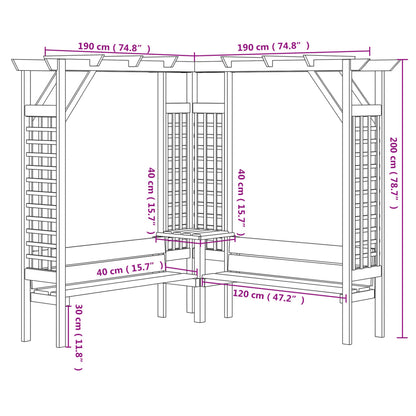 Pérgola De Esquina Con Banco Madera De Pino Impregnada