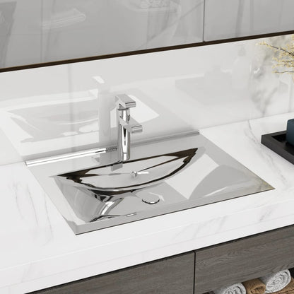 Lavabo De Cerámica Rectangular Con Orificio De Grifo 60X46 Cm