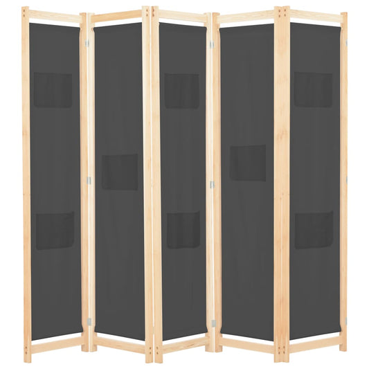 Biombo Divisor 5 Paneles De Tela 200X170X4 Cm