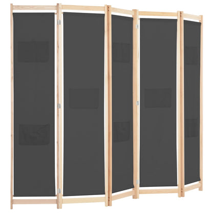 Biombo Divisor 5 Paneles De Tela 200X170X4 Cm