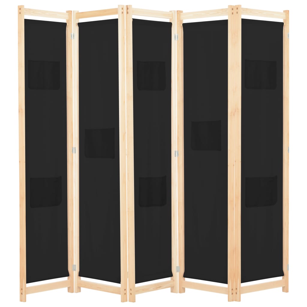 Biombo Divisor 5 Paneles De Tela 200X170X4 Cm