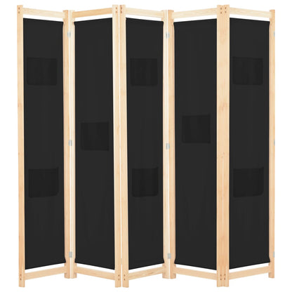 Biombo Divisor 5 Paneles De Tela 200X170X4 Cm