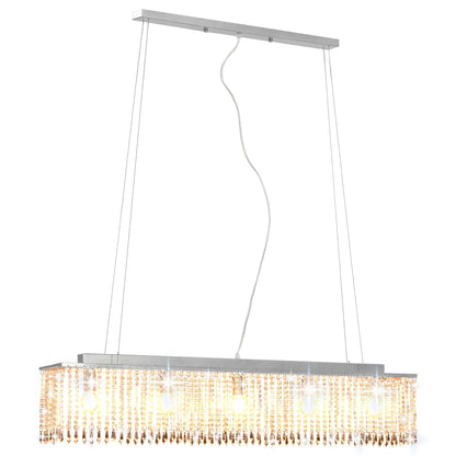 Lámpara De Techo Con Cuentas De Cristal Plateado 104 Cm E14