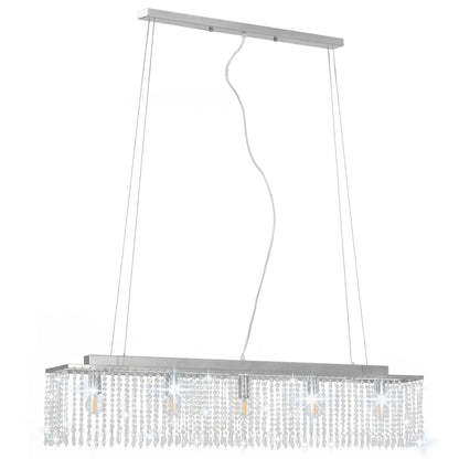 Lámpara De Techo Con Cuentas De Cristal Plateado 104 Cm E14