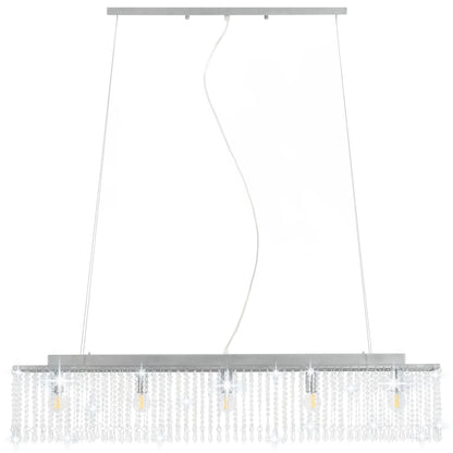 Lámpara De Techo Con Cuentas De Cristal Plateado 104 Cm E14