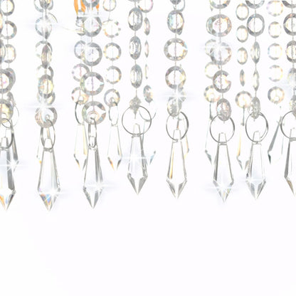 Lámpara De Techo Con Cuentas De Cristal Plateado 104 Cm E14