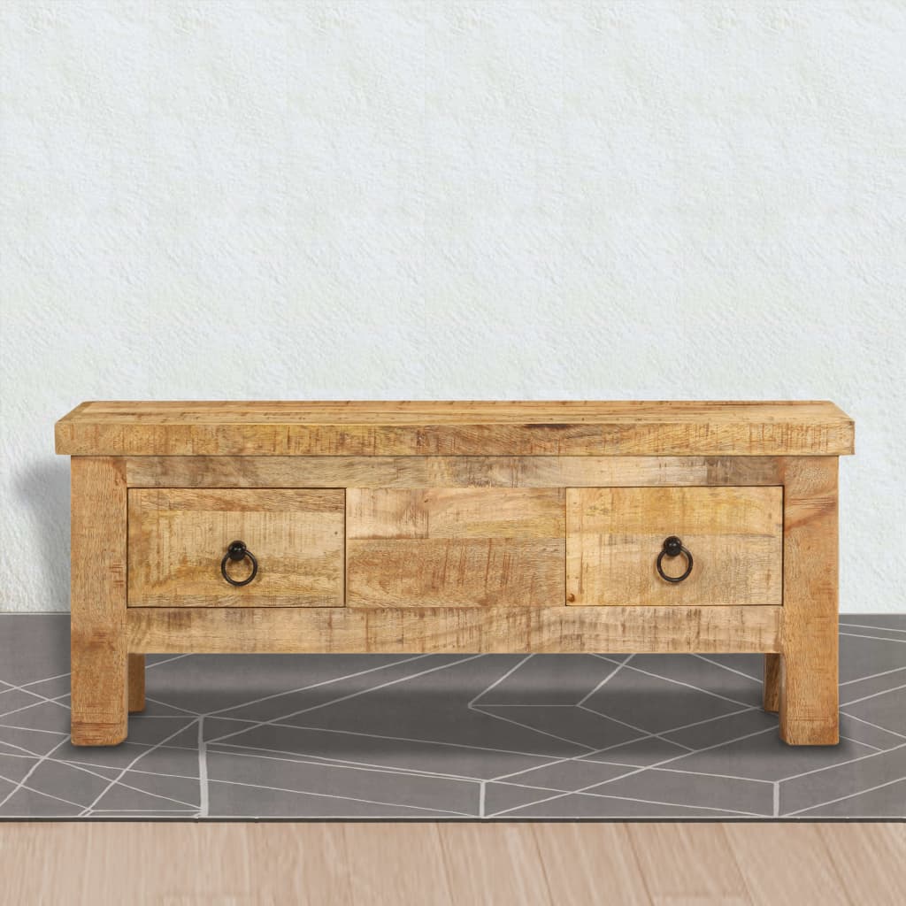 Mesa De Centro Con Cajones Madera Maciza Reciclada 90X45X35 Cm