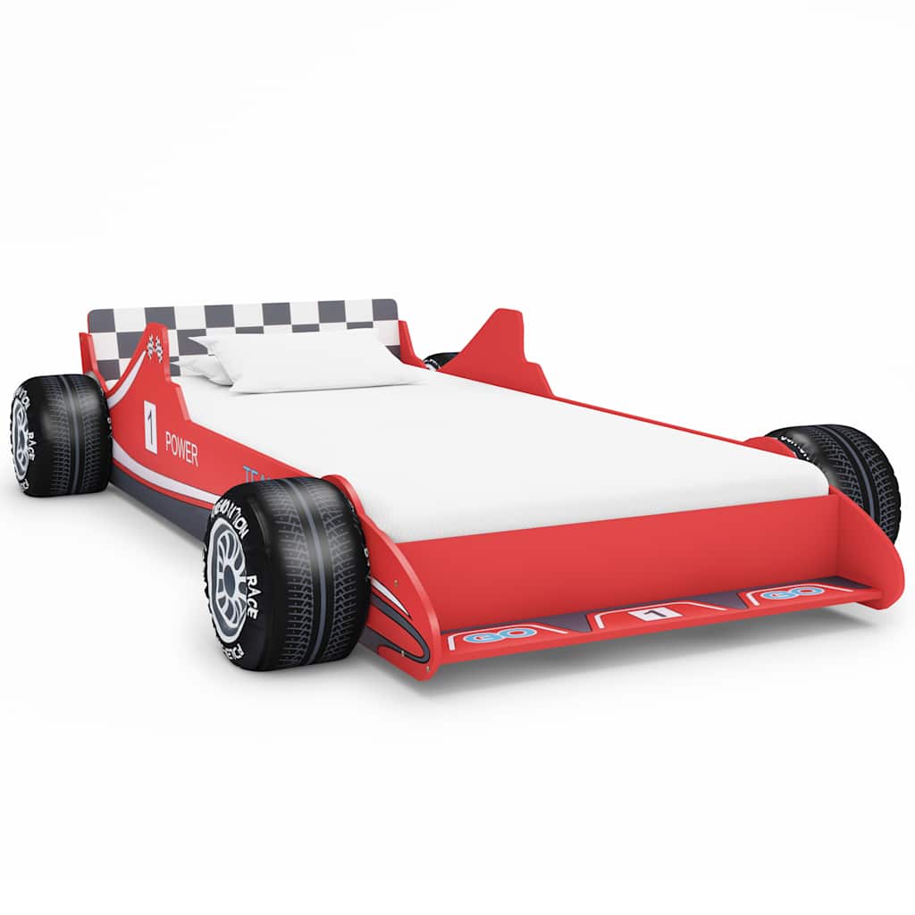 Cama Con Forma De Coche De Carreras Para Niños 90X200 Cm Roja
