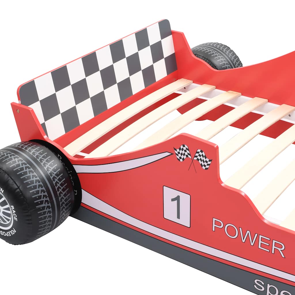 Cama Con Forma De Coche De Carreras Para Niños 90X200 Cm Roja