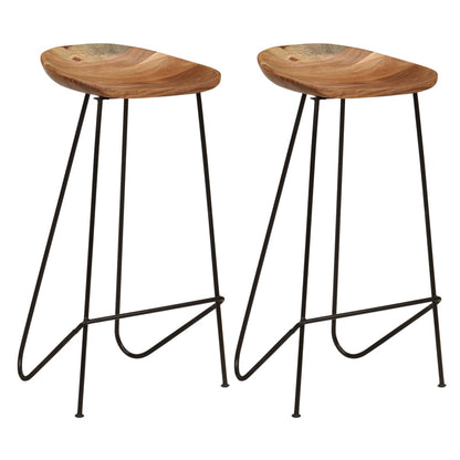 Taburetes De Cocina 2 Unidades Madera Maciza De Acacia
