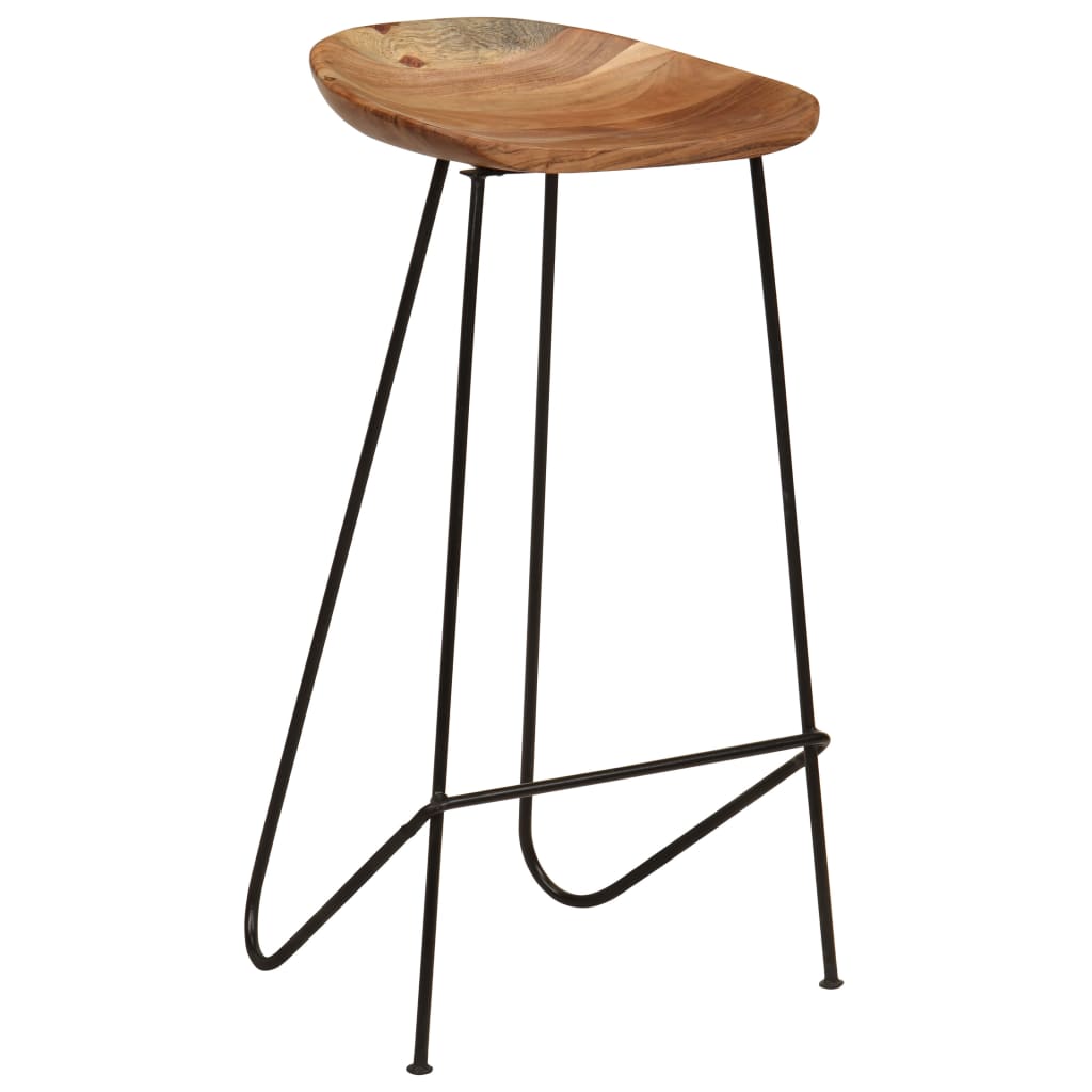 Taburetes De Cocina 2 Unidades Madera Maciza De Acacia