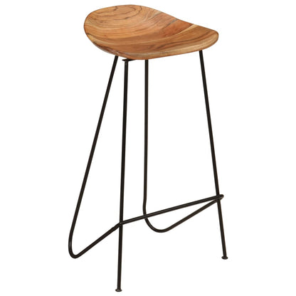 Taburetes De Cocina 2 Unidades Madera Maciza De Acacia