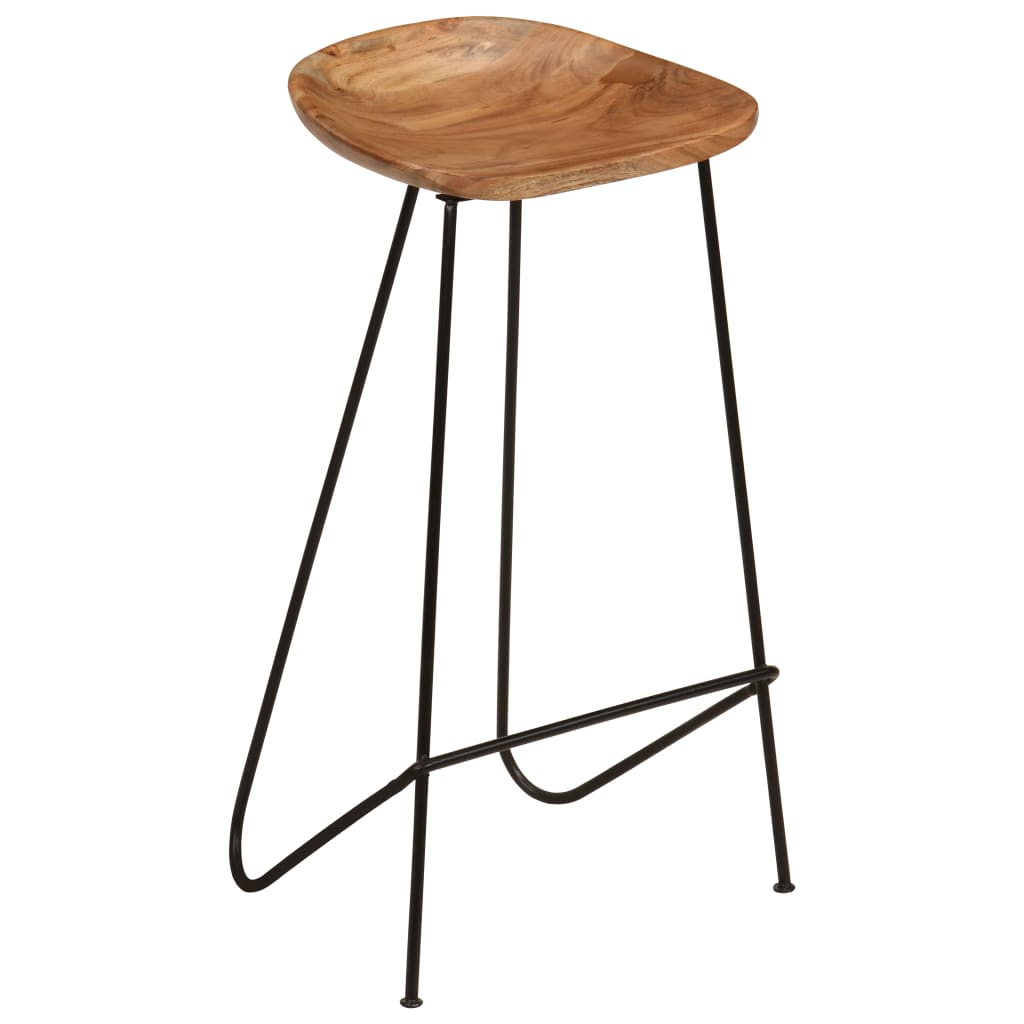 Taburetes De Cocina 2 Unidades Madera Maciza De Acacia