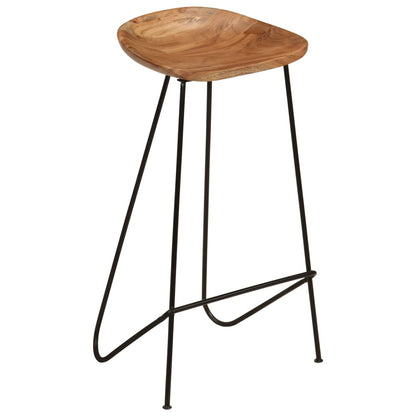 Taburetes De Cocina 2 Unidades Madera Maciza De Acacia