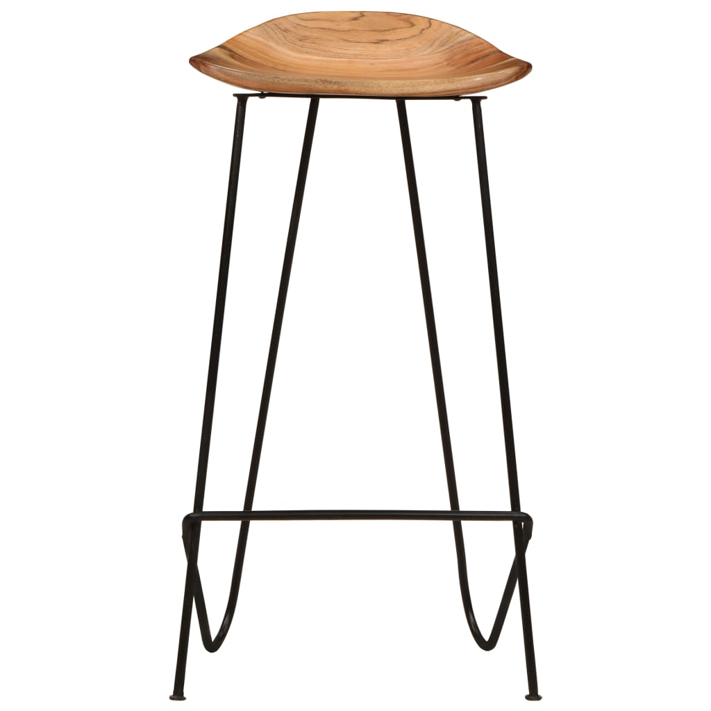 Taburetes De Cocina 2 Unidades Madera Maciza De Acacia