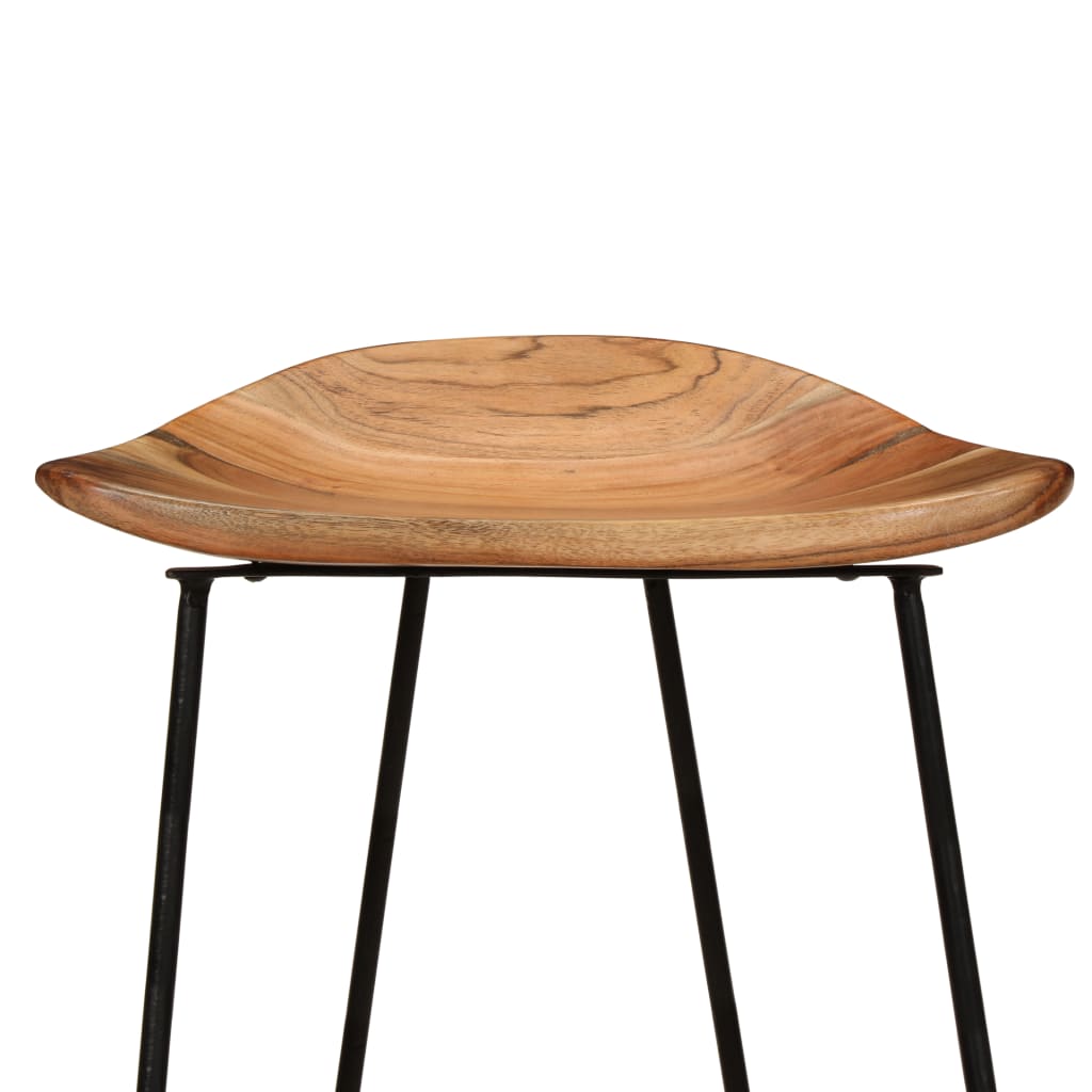 Taburetes De Cocina 2 Unidades Madera Maciza De Acacia