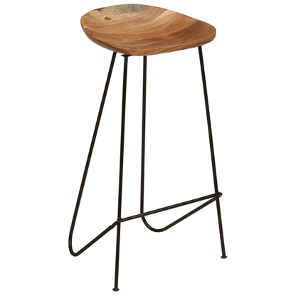 Taburetes De Cocina 2 Unidades Madera Maciza De Acacia