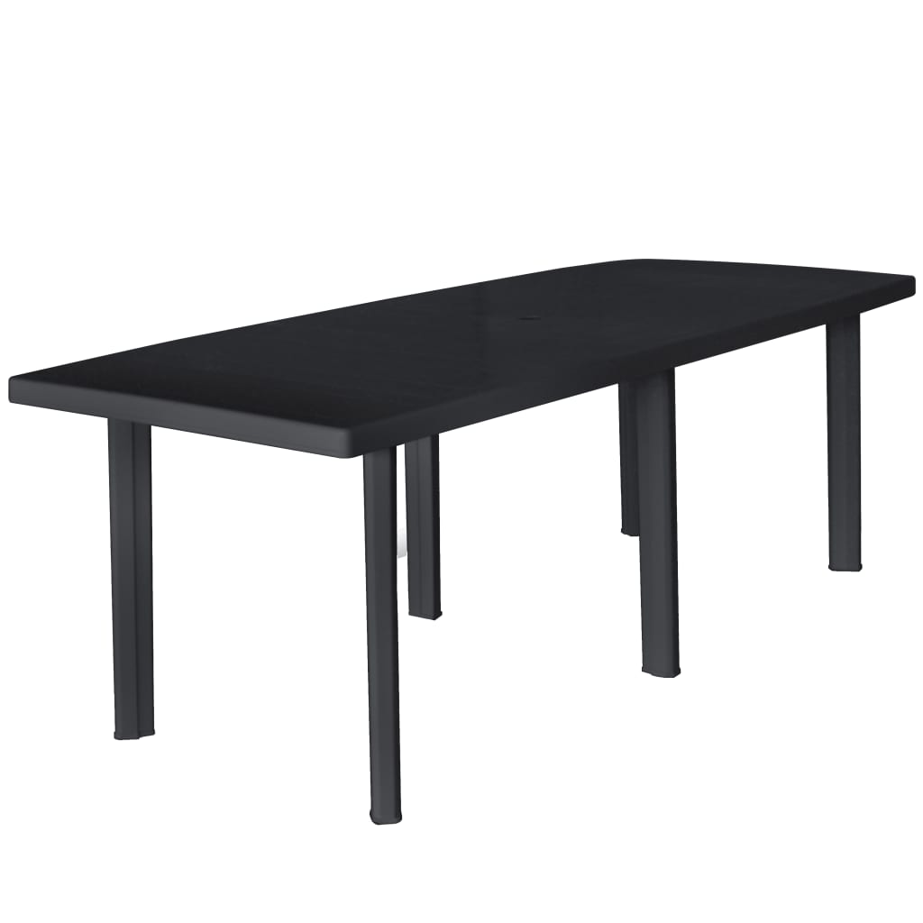 Mesa De Jardín De Plástico Gris Antracita 216X90X72 Cm