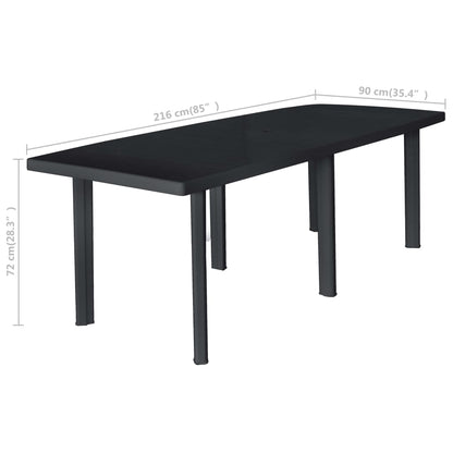 Mesa De Jardín De Plástico Gris Antracita 216X90X72 Cm