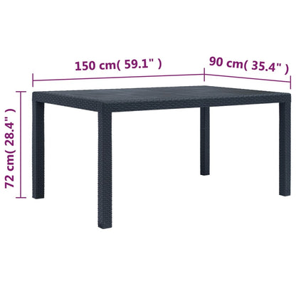 Mesa De Jardín De Plástico Aspecto Ratán Gris