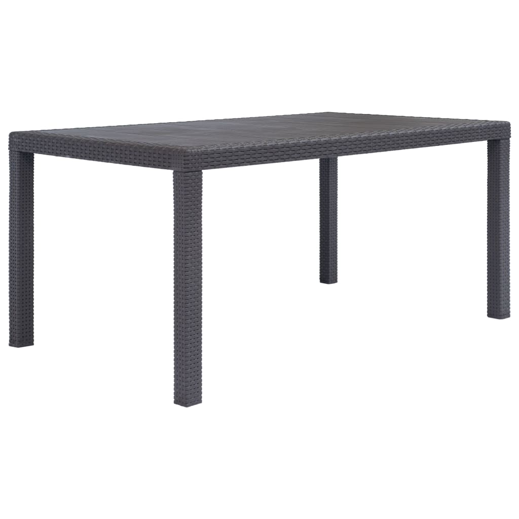 Mesa De Jardín De Plástico Aspecto Ratán Gris
