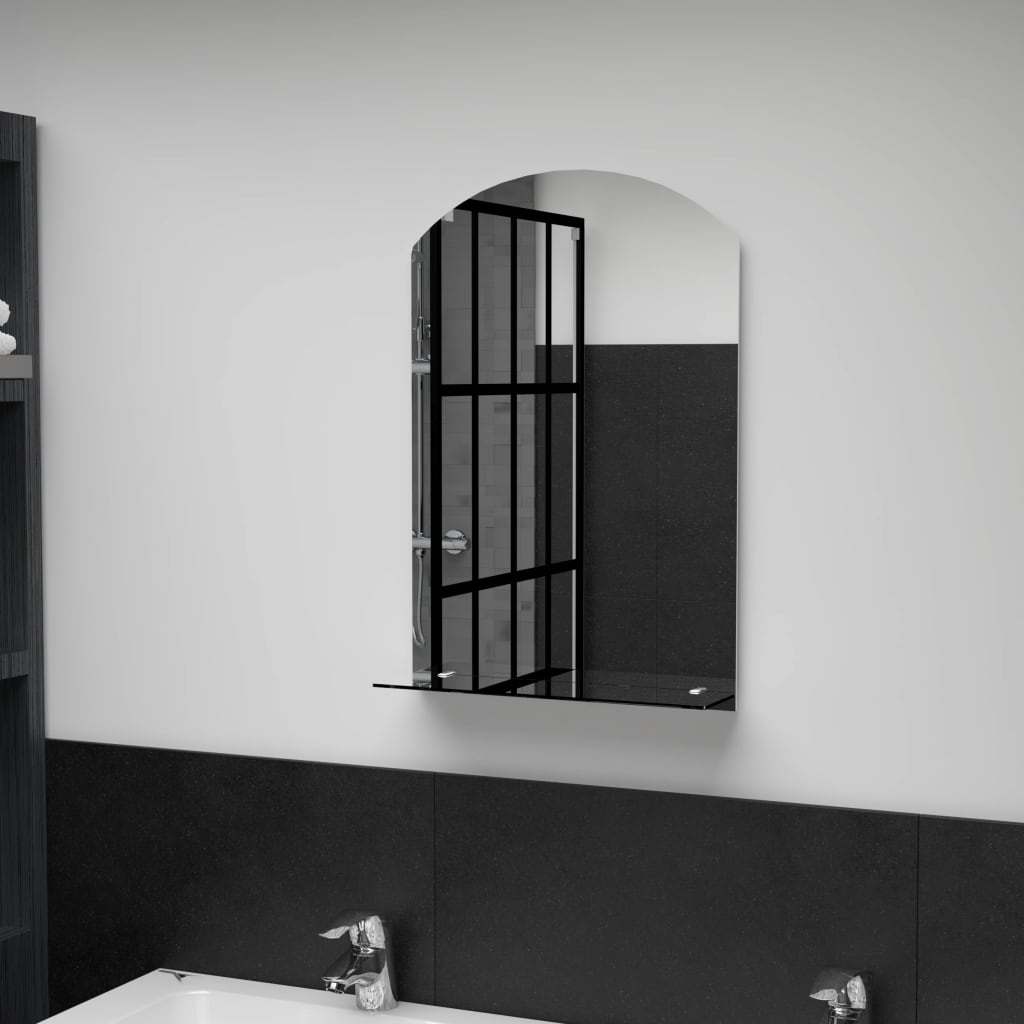 Espejo De Pared Con Estante De Vidrio Templado