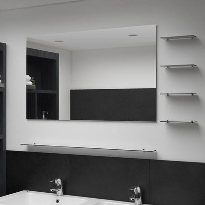 Espejo De Pared Con Estante De Vidrio Templado 100X60 Cm