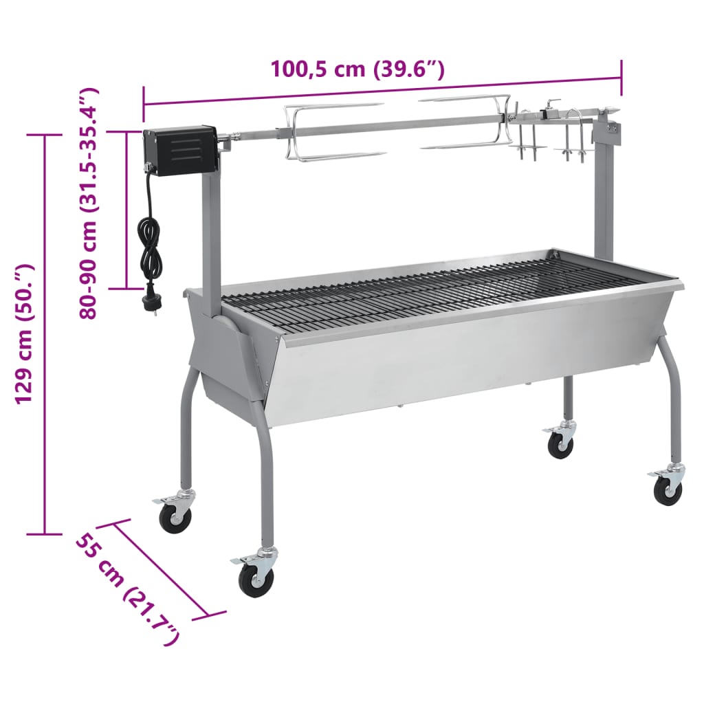 Parrilla De Barbacoa Con Asador Y Motor Eléctrico