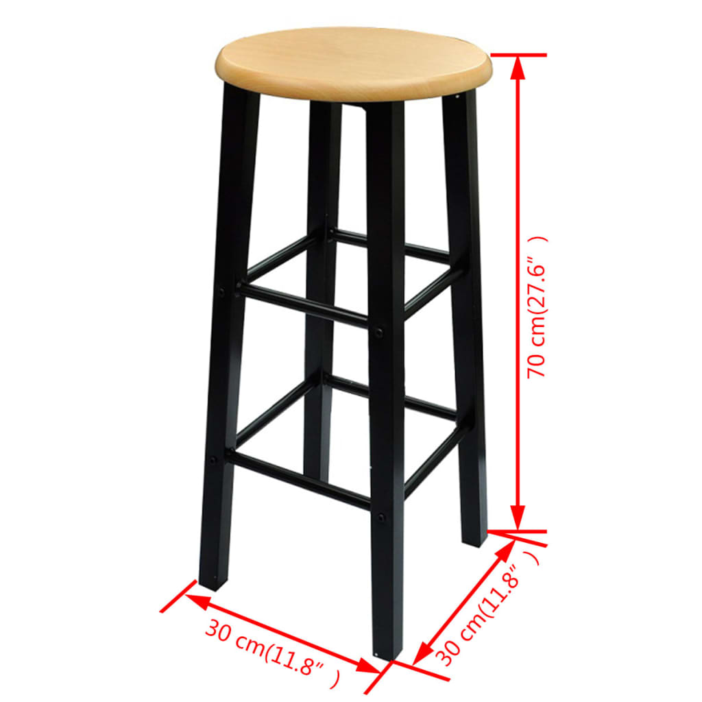 Set Mesa De Desayuno/Comedor Madera Marrón Con Acero Negro