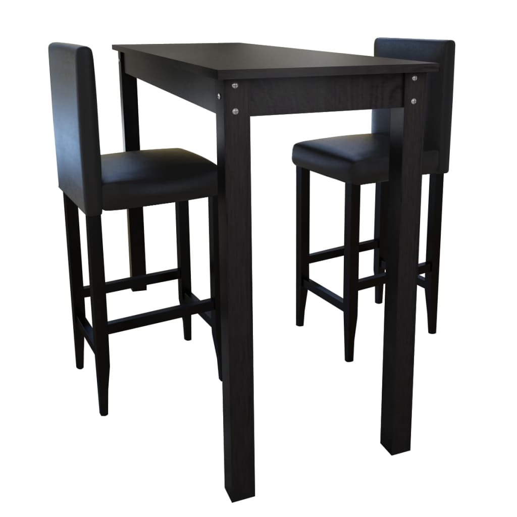 Mesa Alta De Cocina Con 4 Sillas De Barra Negras