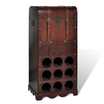 Botellero De Madera Para 9 Botellas Baúl Con Cajón